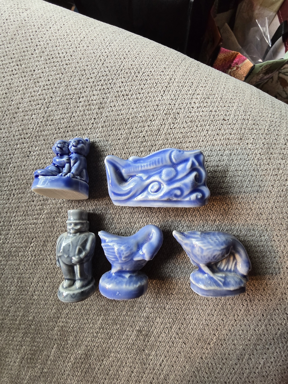 Wade Whimsies Red Rose Tea Blue Figurine Lot - Five Vintage Pieces